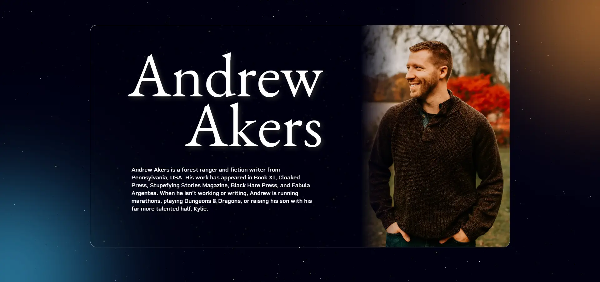 Bio screenshot of Andrew Akers
